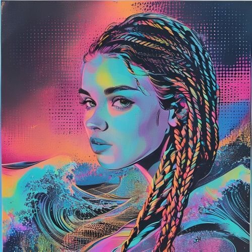 Long waves with tiny braids and something glinting woven through