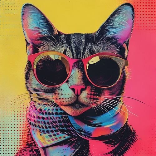 Cat-eye sunglasses and a scarf knotted like it is 1965