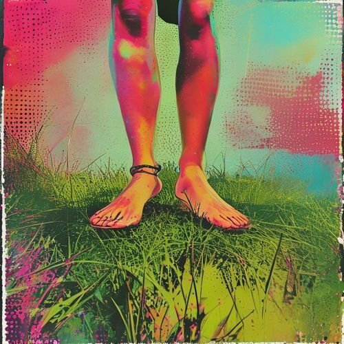 Barefoot with tiny anklets, because grass does not judge